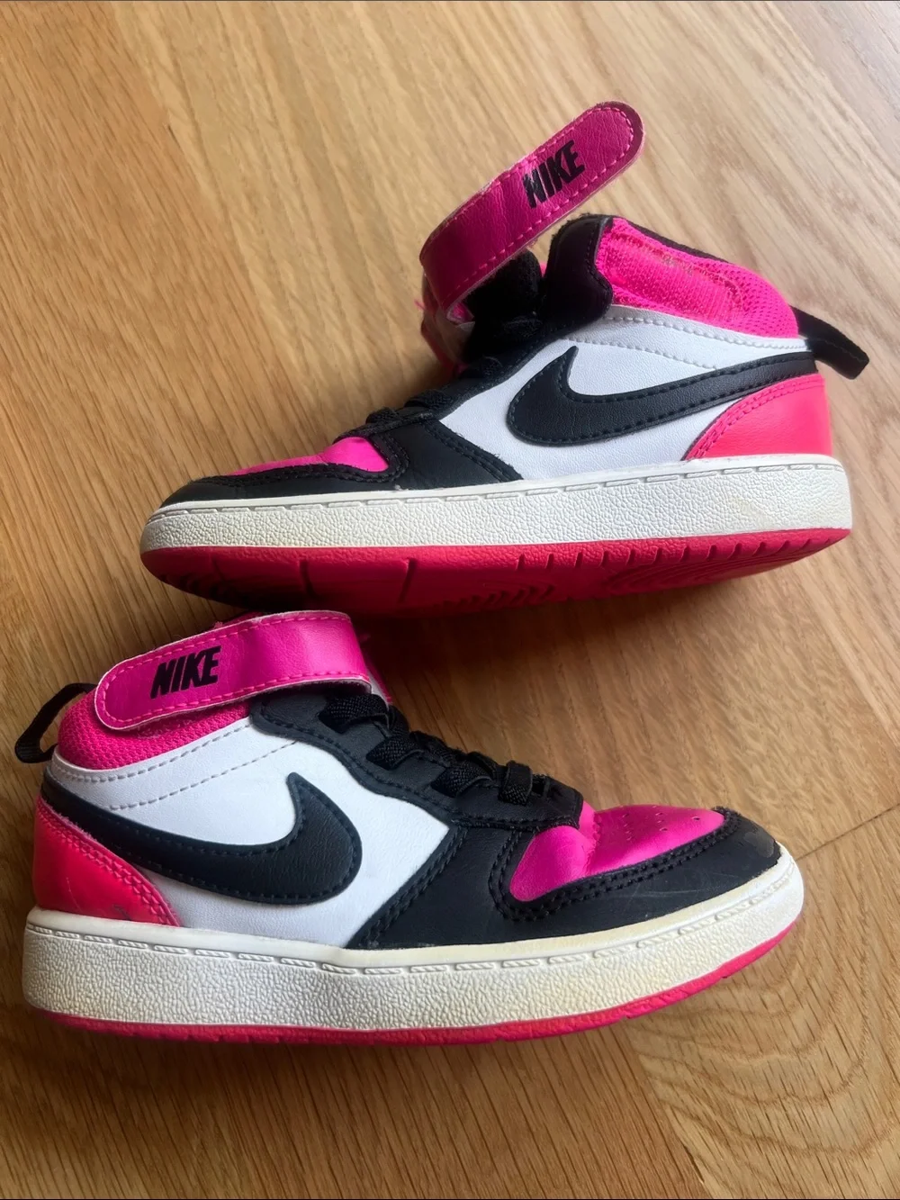 Nike Kids Mid-Top Sneakers in Pink, Black & White
